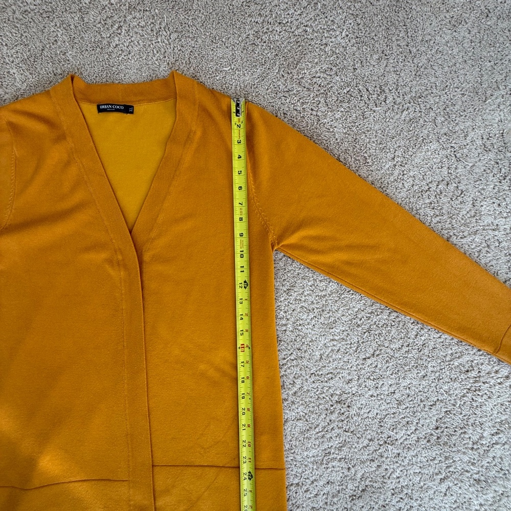 Urban Coco Mustard Yellow Open Front Cardigan Size XL - Picture 8 of 9